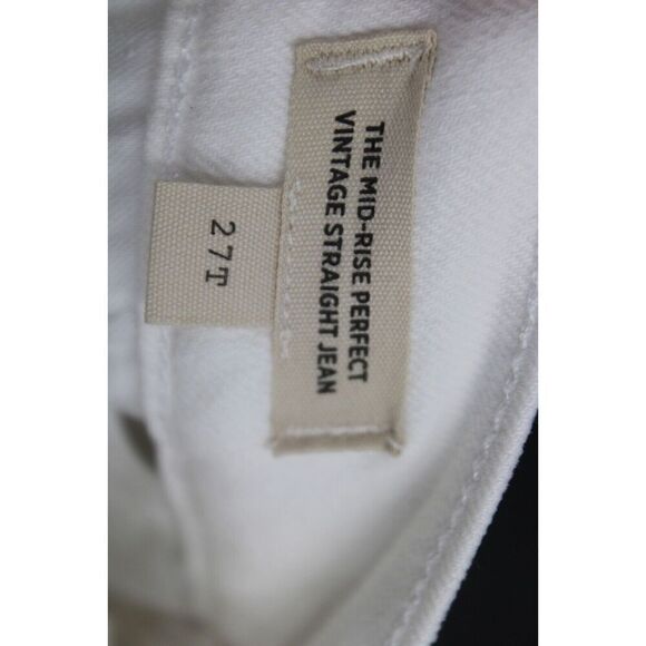 Madewell The Mid-Rise Perfect Vintage Straight Raw Hem Jean in Tile White 27T - Picture 8 of 9